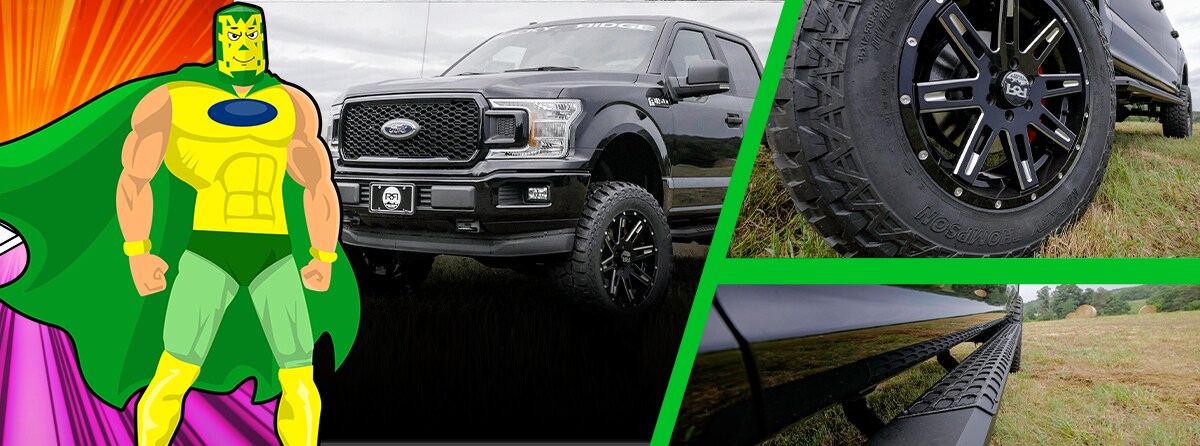 collage of rocky road ford trucks