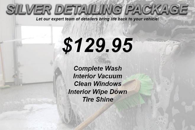 Silver Detailing Package - Let our expert team of detailers bring life back to your vehicle! $129.95 - Complete Wash, Interior Vacuum, Clean Windows, Interior Wipe Down, Tire Shine