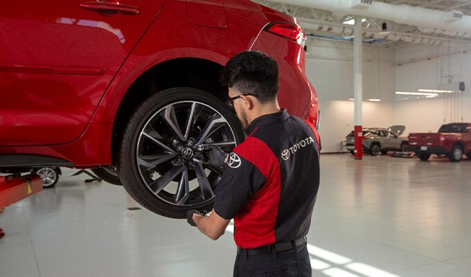Toyota technician working on Toyota