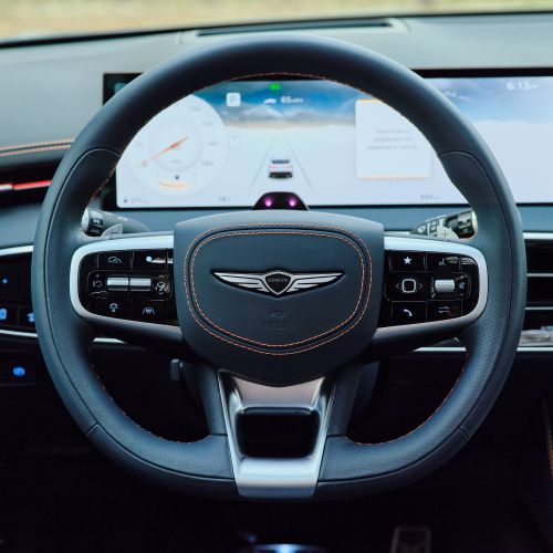 GV80 flat bottom steering wheel Genesis GV70 interior updates
