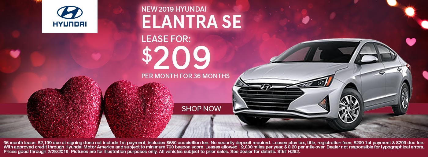 New 2019 Elantra Lease for $209