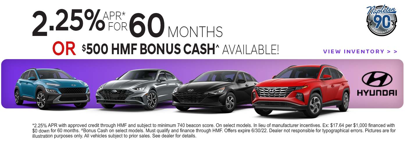 2.25% APR for 60 Months or $500 Bonus Cash