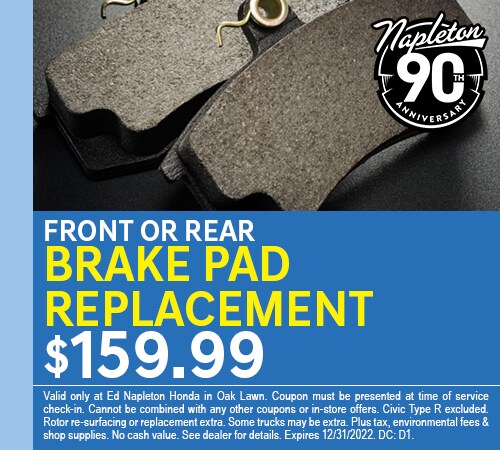 Front or Rear Brake Pad Replacement Coupon
