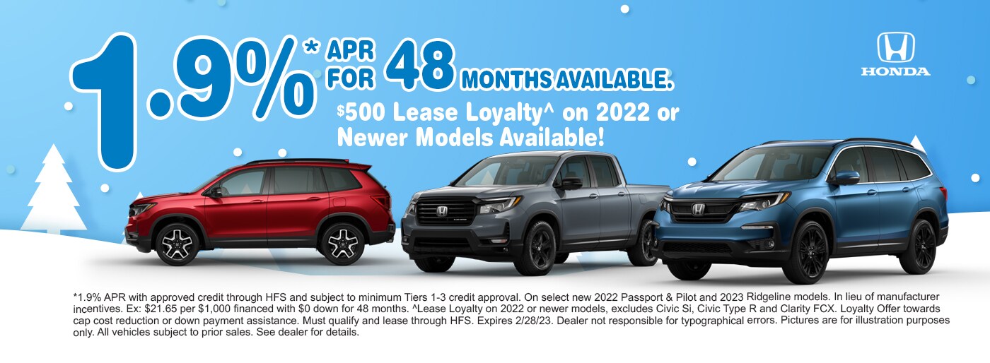 1.9% APR for 48 Months on Select Models
