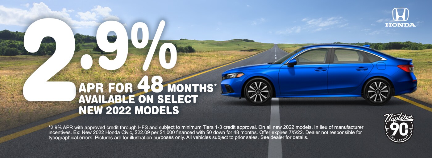 2.9% APR for 48 Months on Select 2022 Models