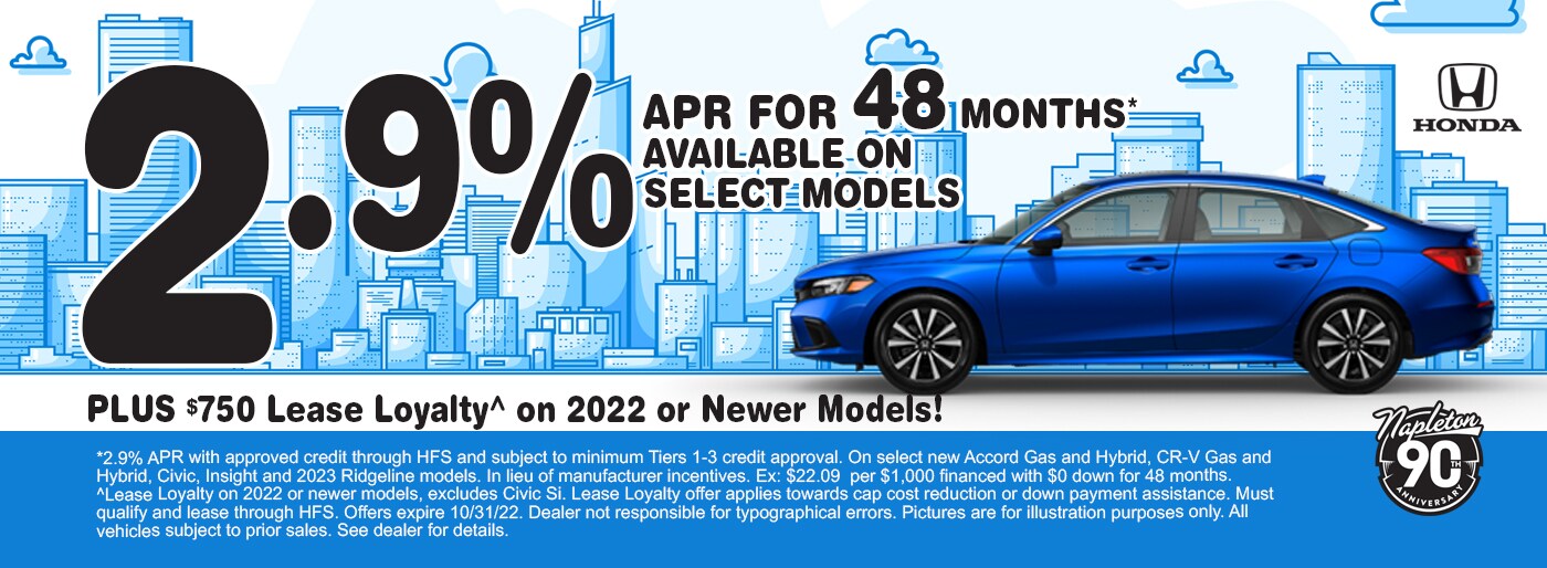 2.9% APR for 48 Months Available on Select Models