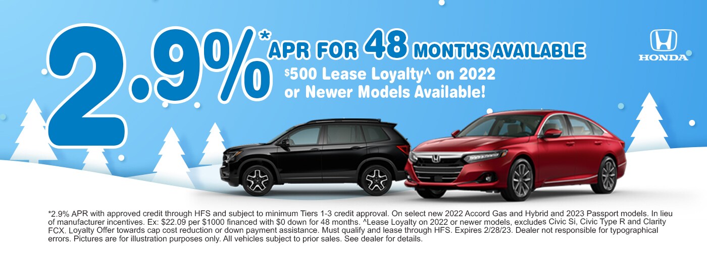 2.9% APR for 48 Months on Select Models