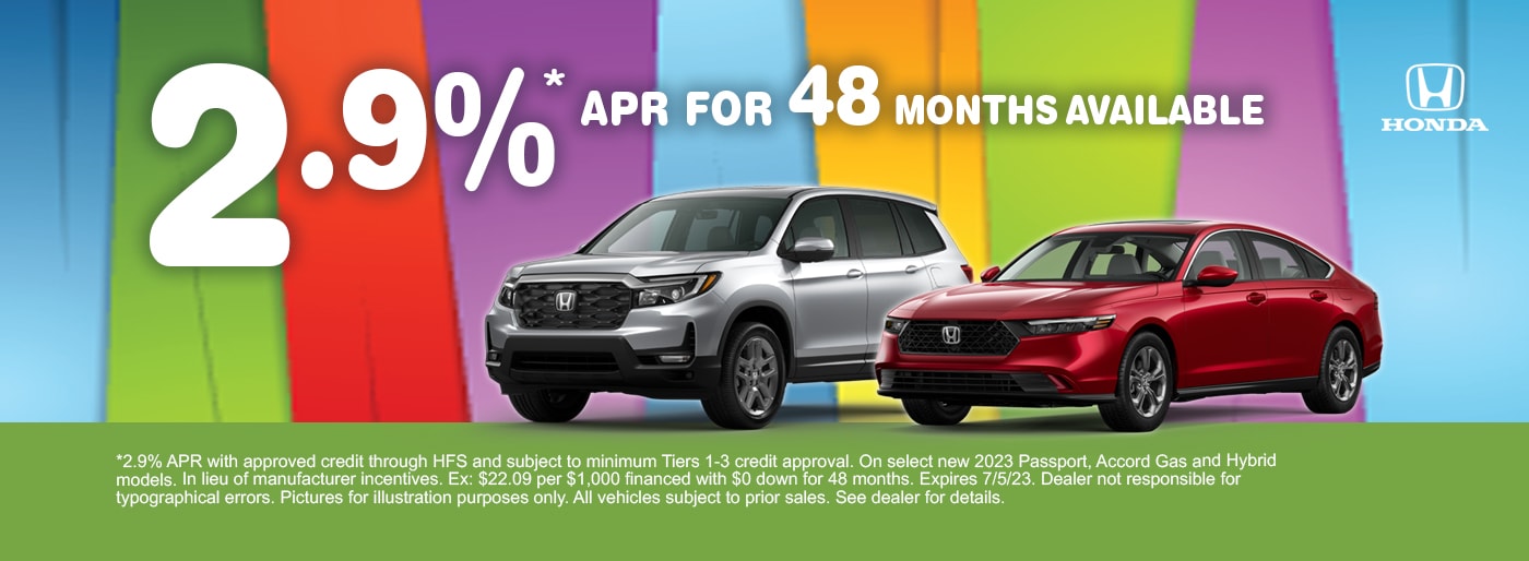 2.9% APR for 48 Months on Select 2023 Models