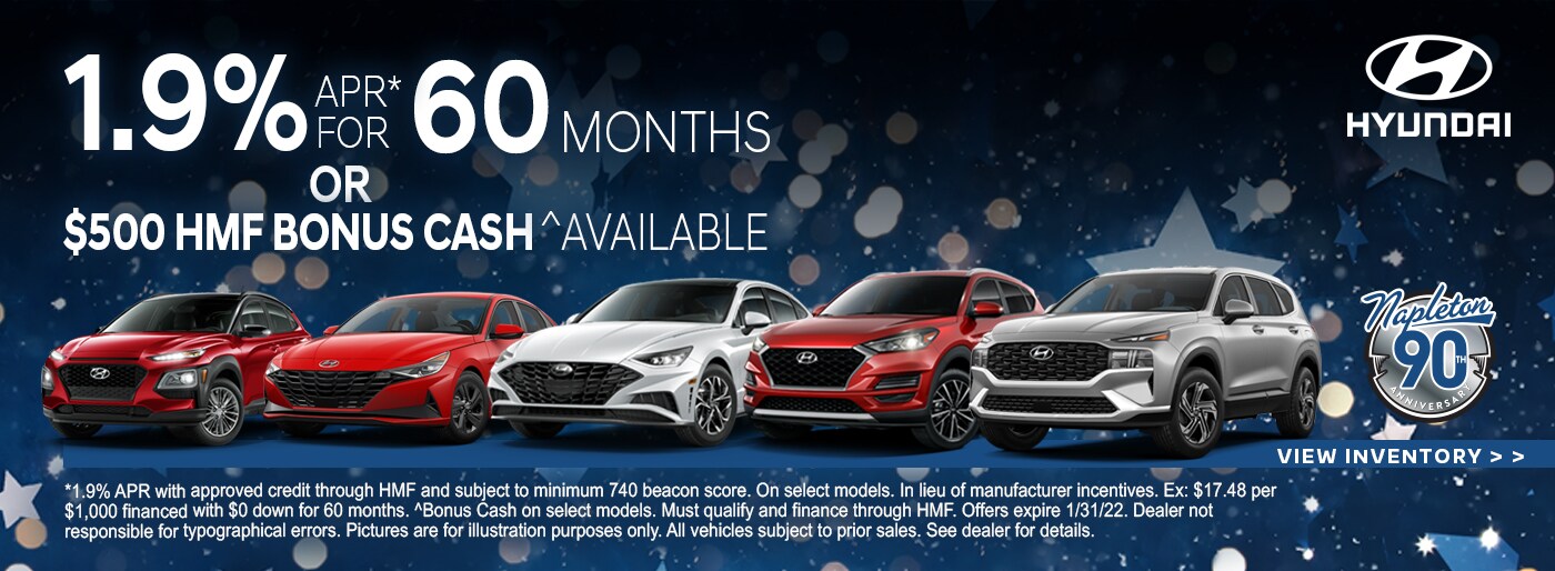 1.9% APR for 60 Months OR $500 Bonus Cash