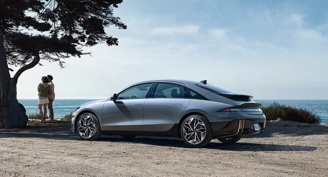 Hyundai Ioniq 6 On Beach Overlooking Ocean