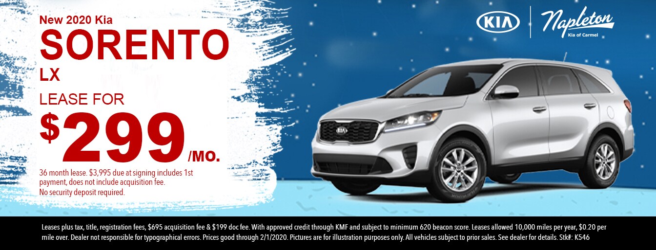 Lease a New 2020 Kia Sorento for Less! New 2020 Kia Sorento Lease Deal