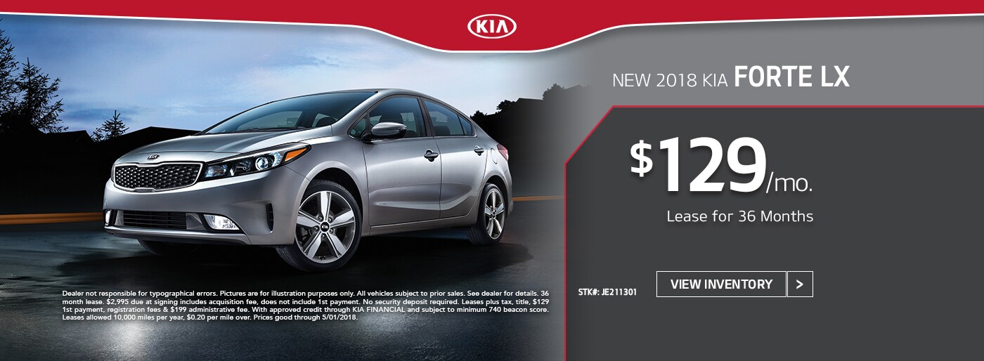Buy the new 2018 Kia Forte LX for $129/mo.