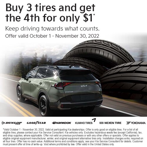 Buy 3 tires and get the 4th for only $1