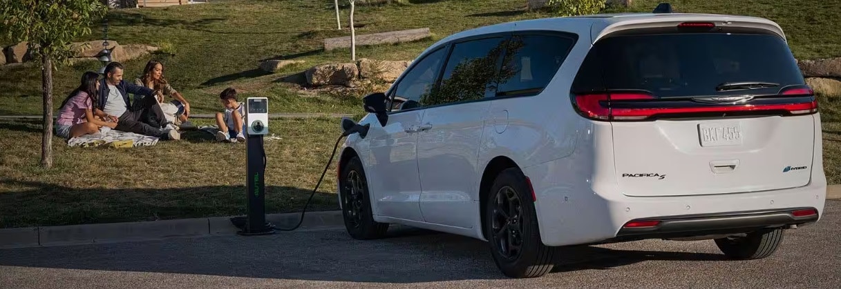 Charging the new Chrysler Pacifica Plug In Hybrid for sale