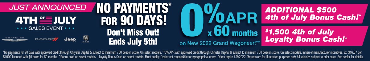 No Payments for 90 Days Offer