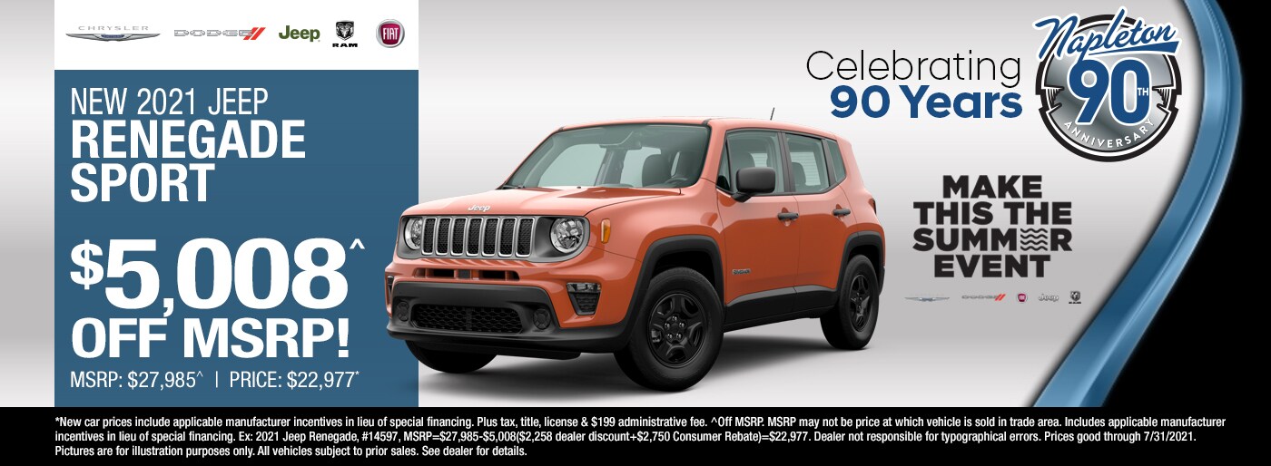 New 2021 Jeep Renegade, $5,008 Off MSRP