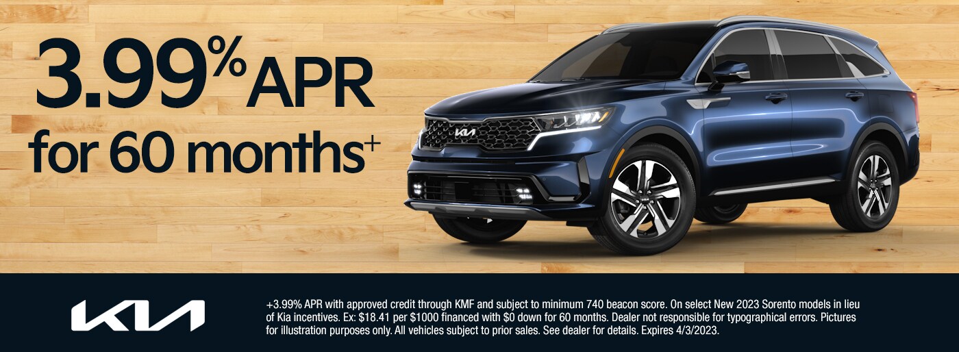 3.99% APR for 60 Months Available on SORENTO