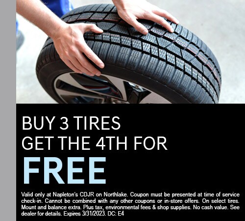 Buy 3 Tires Get The 4th for Free