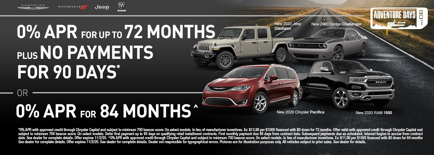 0% APR for 72 Plus No Payments OR 0% APR for 84