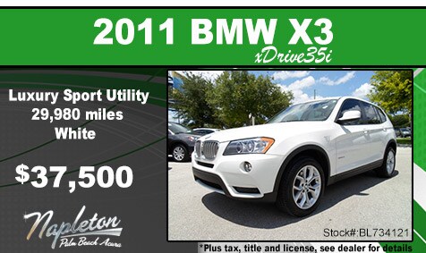 Napleton Palm Beach Acura Pre-Owned Special 2011 BMW X3 xDrive 35i