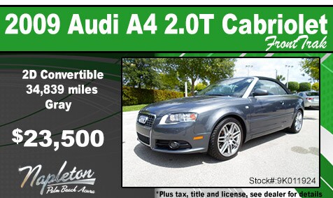 Napleton Palm Beach Acura Pre-Owned Specials 2009 Audi A4 2.0T Cabriolet