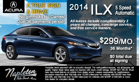 Certified  Owned Acura on 2014 Acura Ilx For  299 Mo  For 36 Months At Napleton Palm Beach Acura