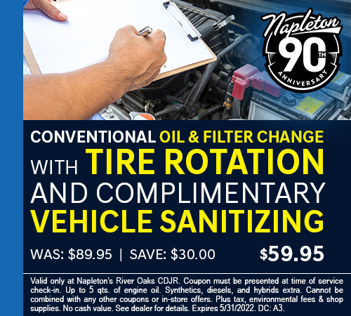 Conventional Synthetic Oil Change with Tire Rotation and Complimentary Vehicle Sanitizing