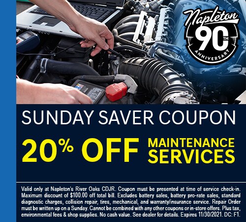 Sunday Saver Coupon - 20% Off Maintenance Services