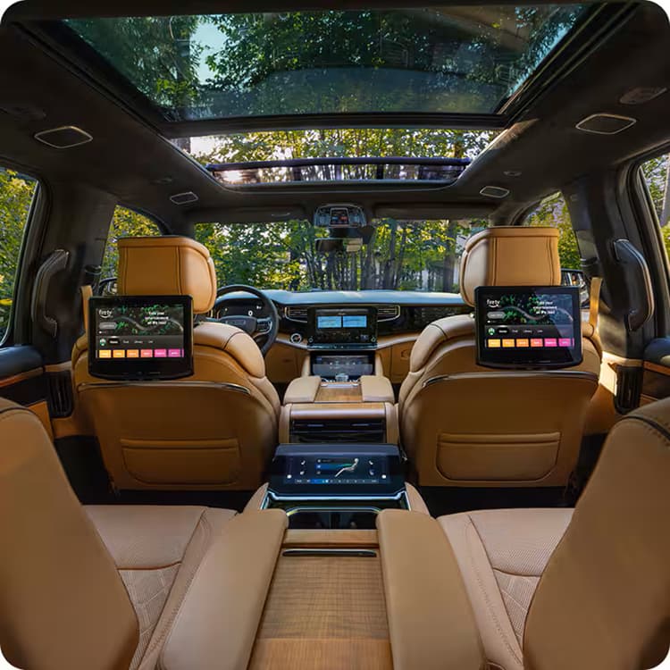 Grand Wagoneer Interior Grand Wagoneer interior including tri-pane panoramic sunroof