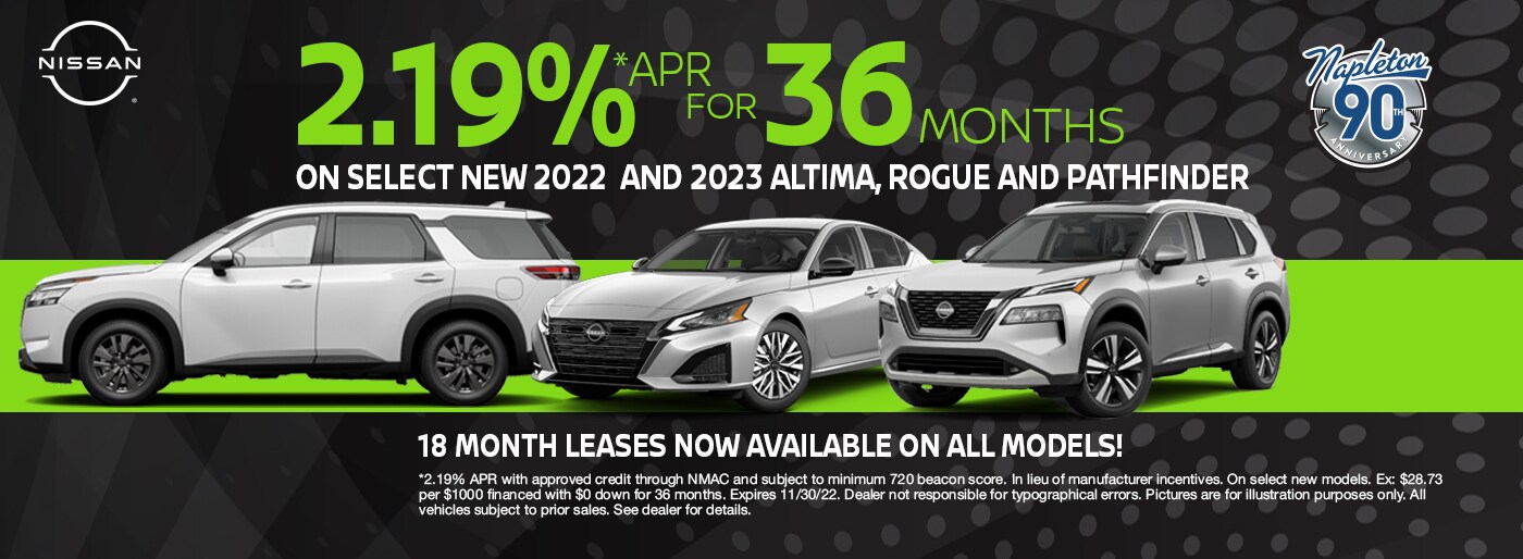 2.19% APR for 36 Months on Select Models