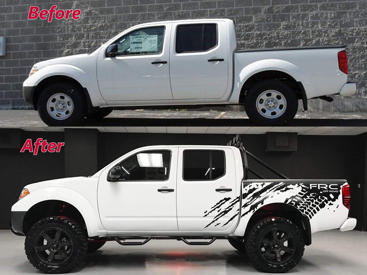 TruckPicture-BeforeAndAfter.jpeg Before and After Picture of a Lifted Nissan Titan