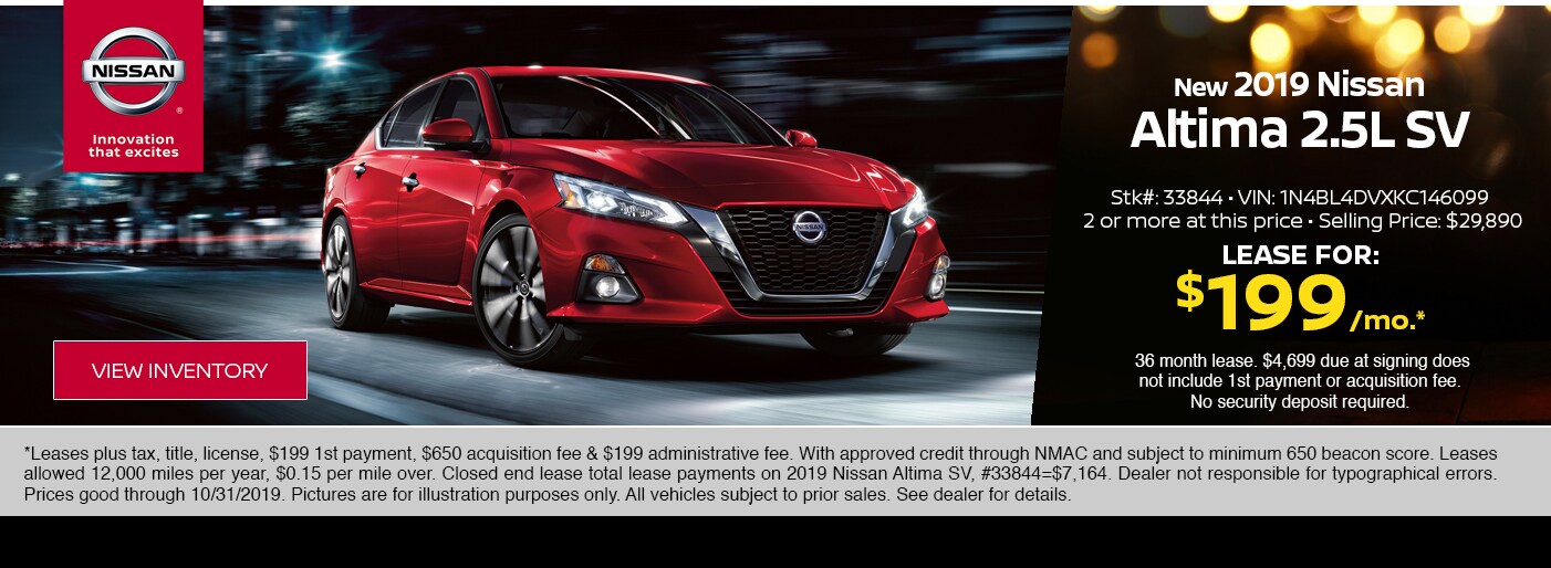 New 2019 Nissan Altima 2.5L SV