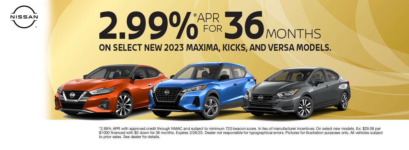 2.99% APR for 36 Months on Select New Models