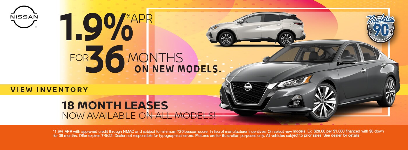 1.9% APR for 36 Months on select New Models