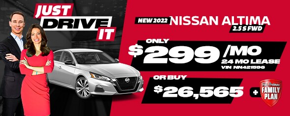 New 2022 Altima 2.5 S FWD $299/mo for 24 mo lease Or buy for $26,565
