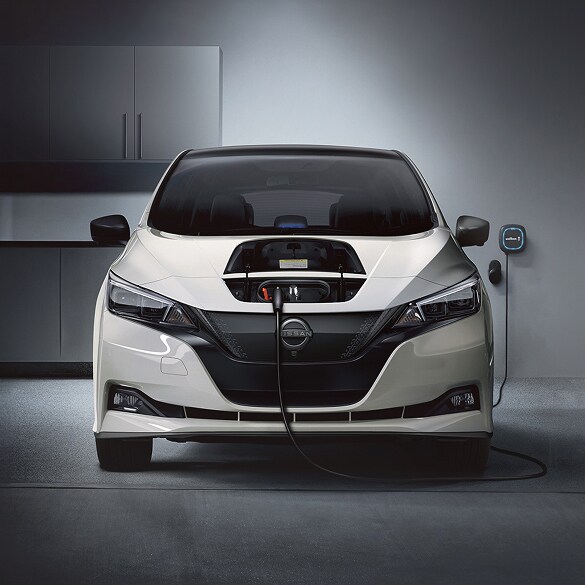 Nissan LEAF plugged into a charging station