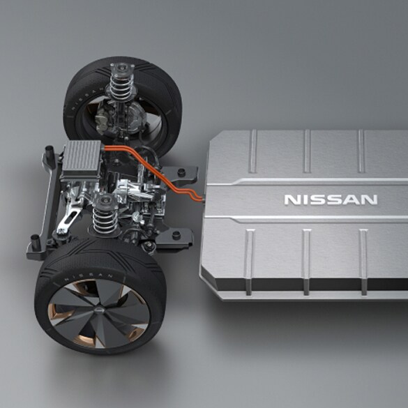 Nissan EV powertrain and battery system close-up