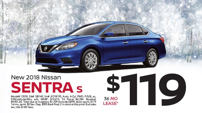 New 2018 Nissan SENTRA S - LEASE FOR: $119 PER MO 36 MOS.*