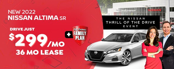 New 2022 Altima SR $299/mo for 36mo lease