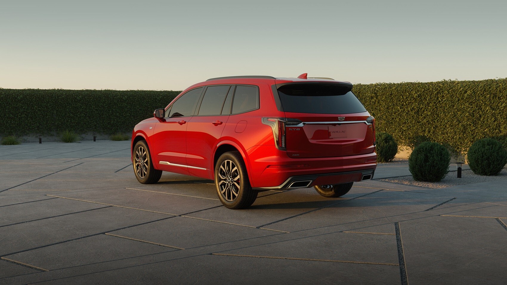 Back view of Cadillac XT5 parked