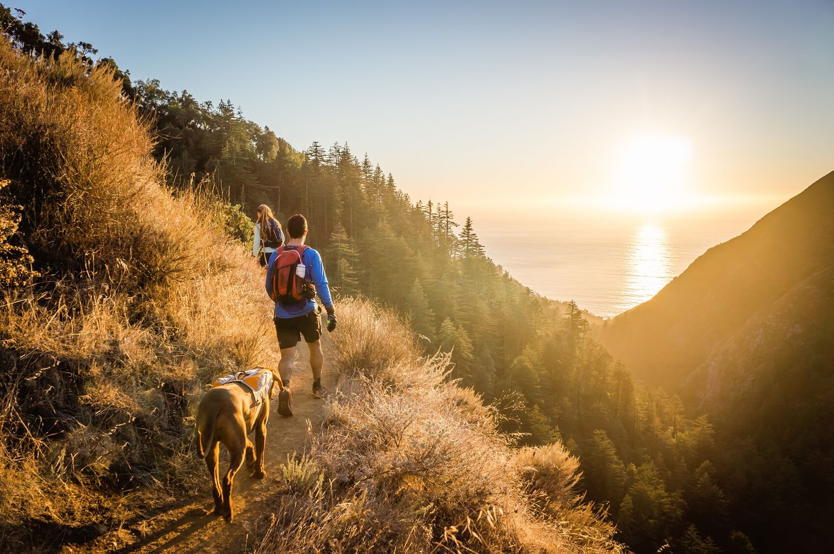 Couple and dog hiking near Valley Center CA