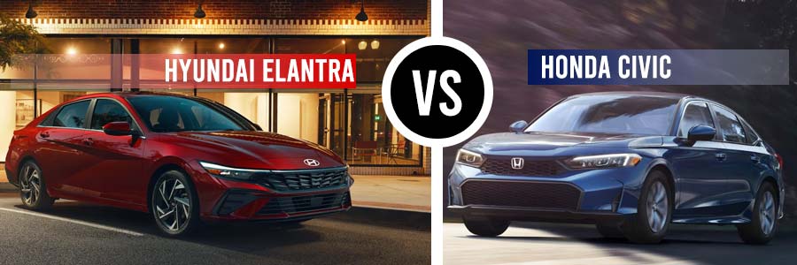 2025 Hyudnai Elantra vs 2025 Honda Civic Compact Sedan Comparison Review