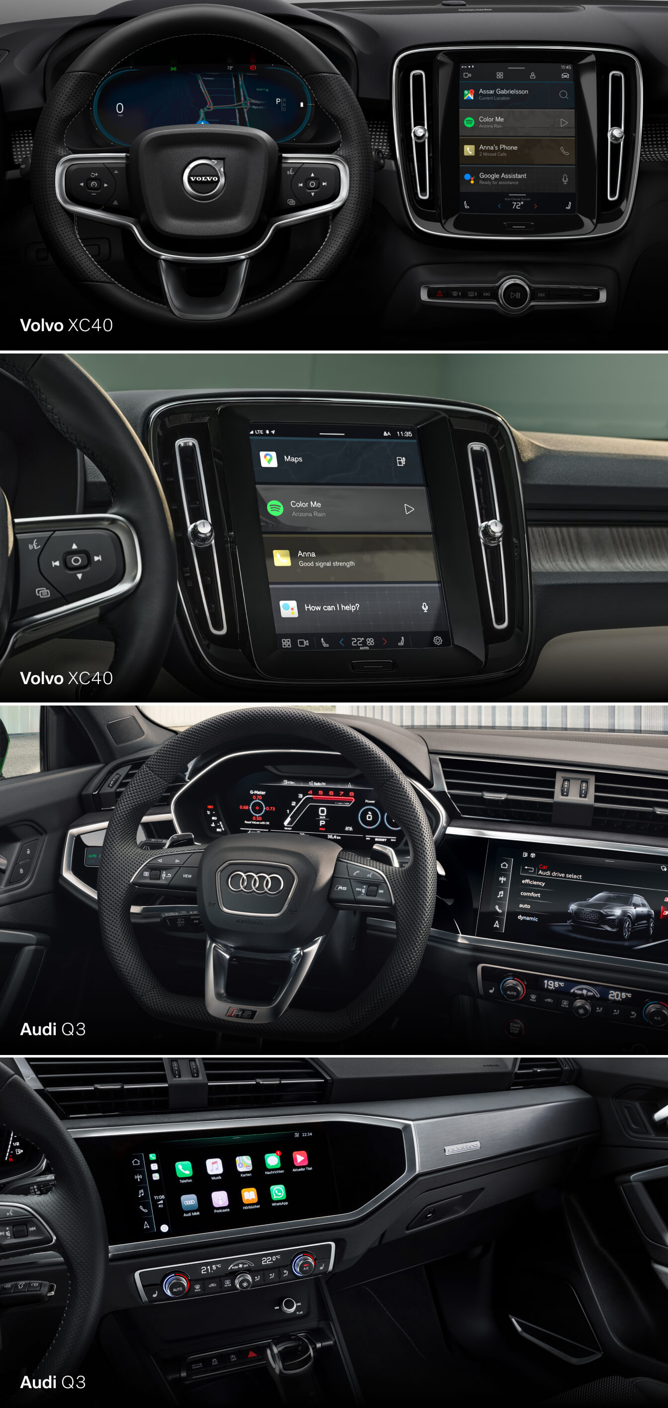 Volvo XC40 vs. Audi Q3 Interior Design & Technology