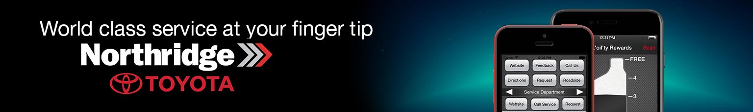 World class service at your fingertip With the new Northridge Toyota Mobile App, you can take control of your vehicle service experience | Toyota Corolla Service App | Toyota Camry Service App