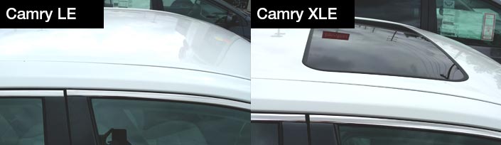 Tacoma SR vs Tacoma SR5 dashboard Camry LE vs Camry XLE moonroof | Northridge Toyota, serving Chastworth