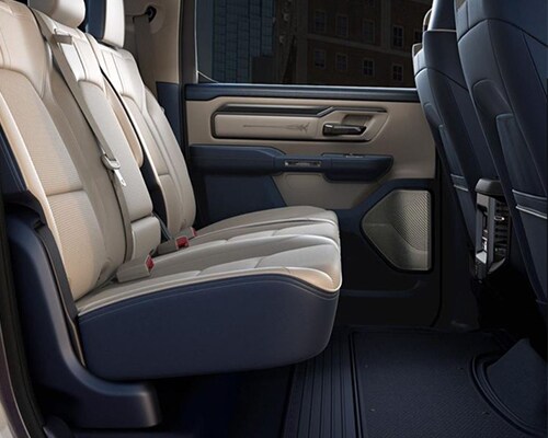 The All-New 2019 Ram 1500 features best in class rear leg room at 45 inches available at Beaverton's Northwest Jeep Chrysler Dodge Ram