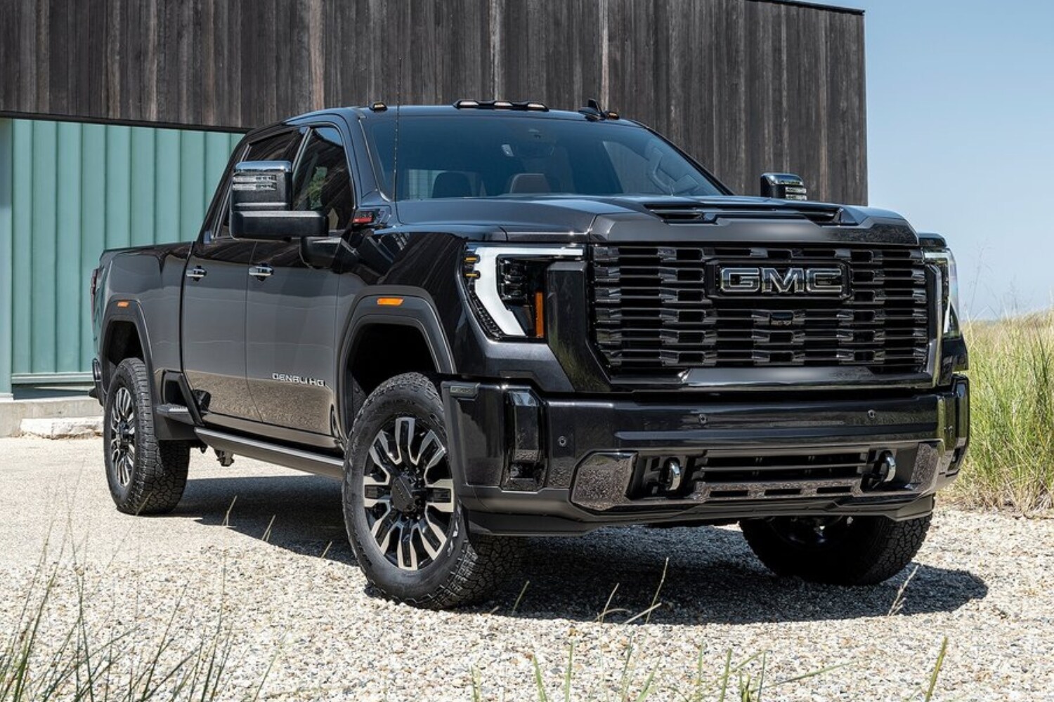 New 2024 GMC Sierra 2500 HD Denali Ultimate Truck Comparison - Octane GMC of Santa Fe.jpg Front profile view of the 2024 GMC Sierra 2500 HD Denali Ultimate Truck