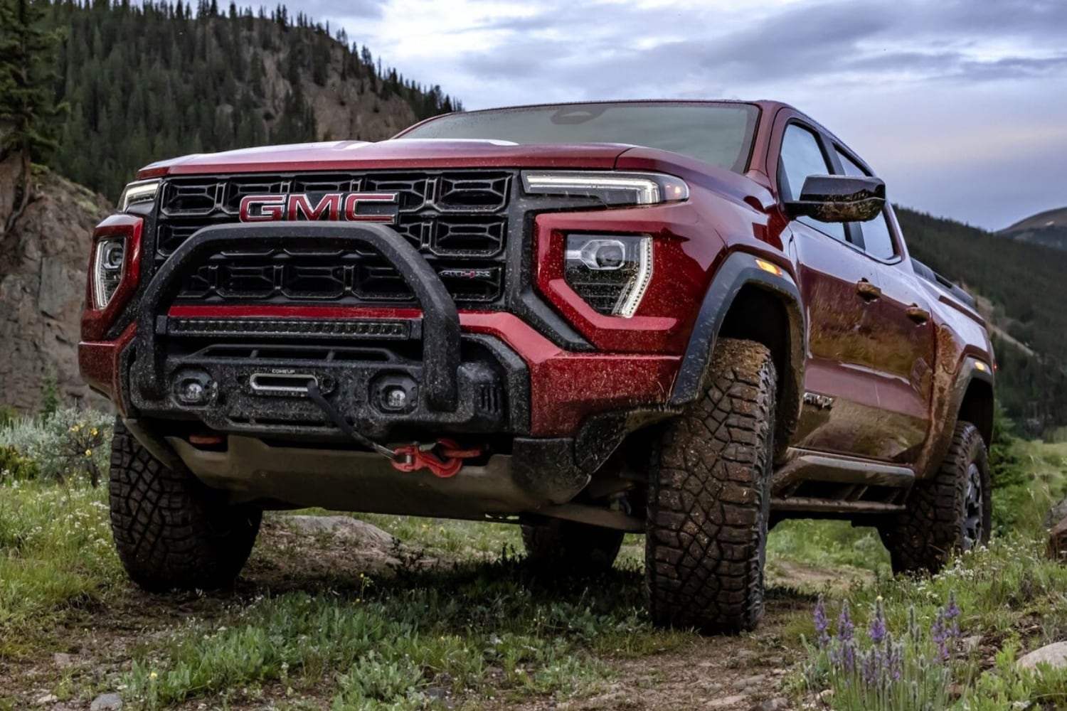 All-new AT4X trim level in red exterior color of the redesgined 2023 GMC Canyon truck