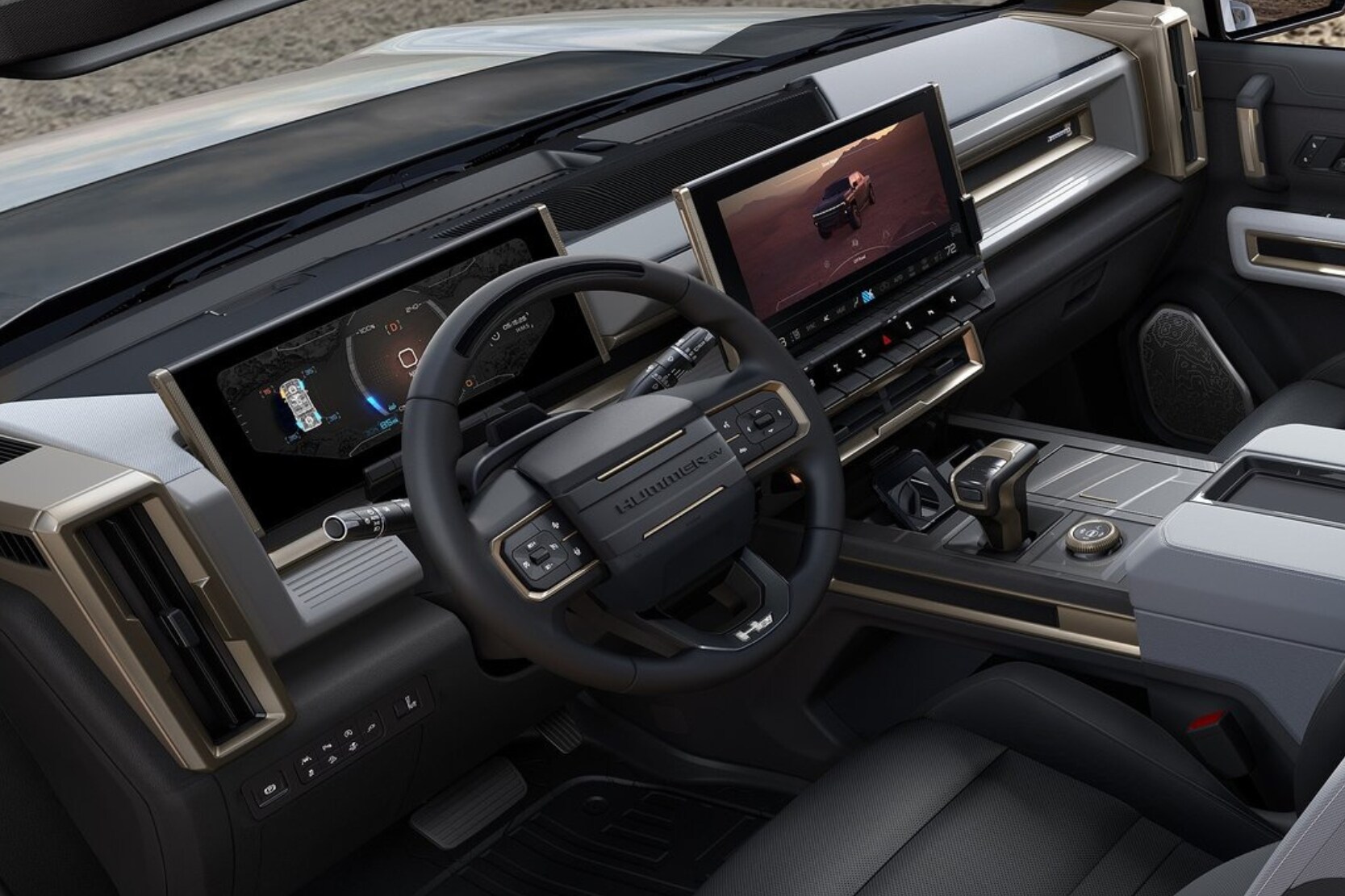 Interior dashboard inside the 2024 GMC Hummer EV Pickup Truck