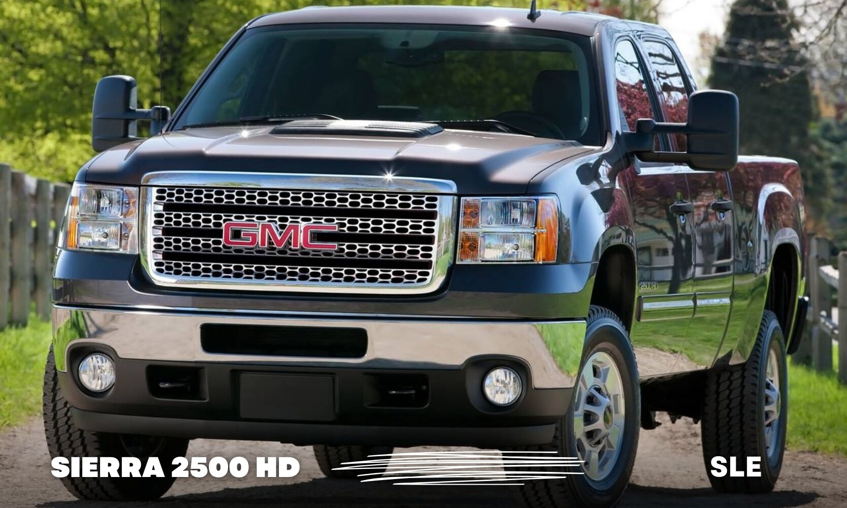 photo of a black 2012 GMC Sierra 2500 HD Truck SLE on a suburban road